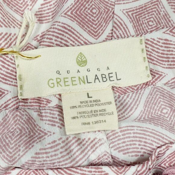 Women Pajama Pants Large Pink Printed Gold Tone Trim Oversized Loungewear Resort - Picture 2 of 16